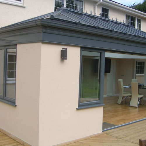 Orangery With Grey Bifold Door