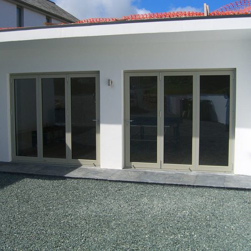 Agate grey aluminium bifold door installation