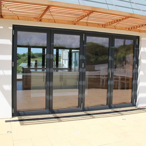 Black aluminium bifold door