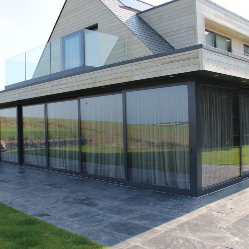 Black aluminium wide patio door