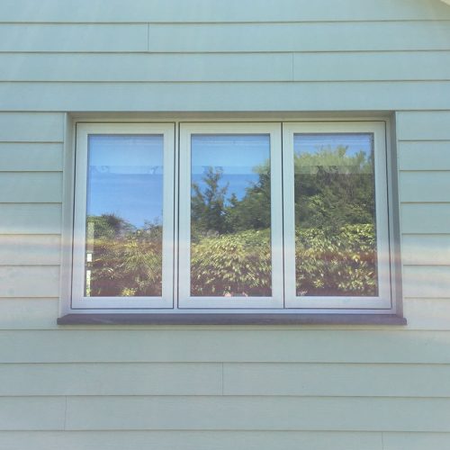 Grey flush sash casement window