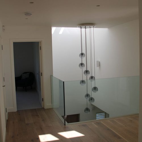Glass stair railing