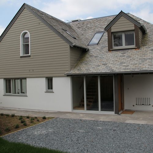 Grey flush sash casement window and doors