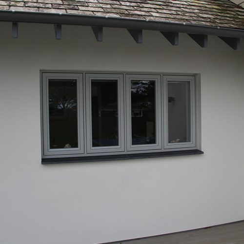 Grey flush sash casement window