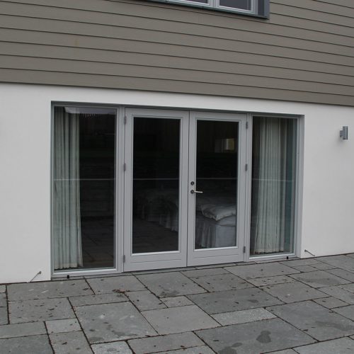 Grey french door installation