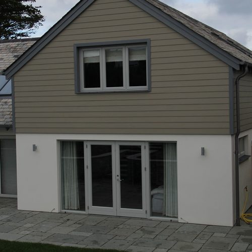 Grey flush sash casement windows and door installation