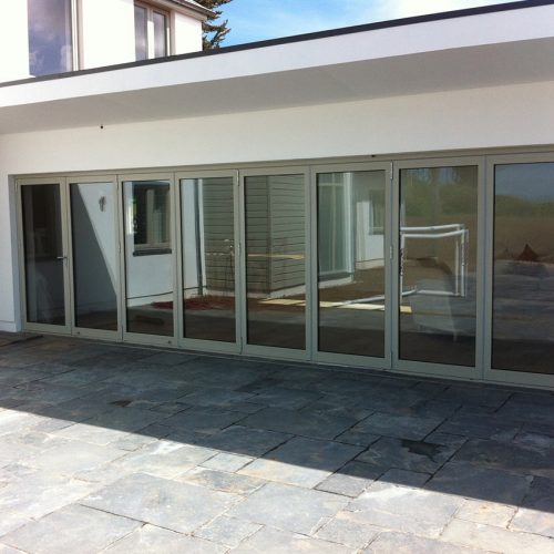 Wide aluminium grey bifold door