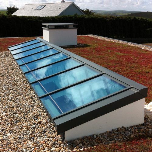 Black glass roof lantern for home extension
