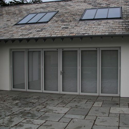 Wide grey bifold door installation